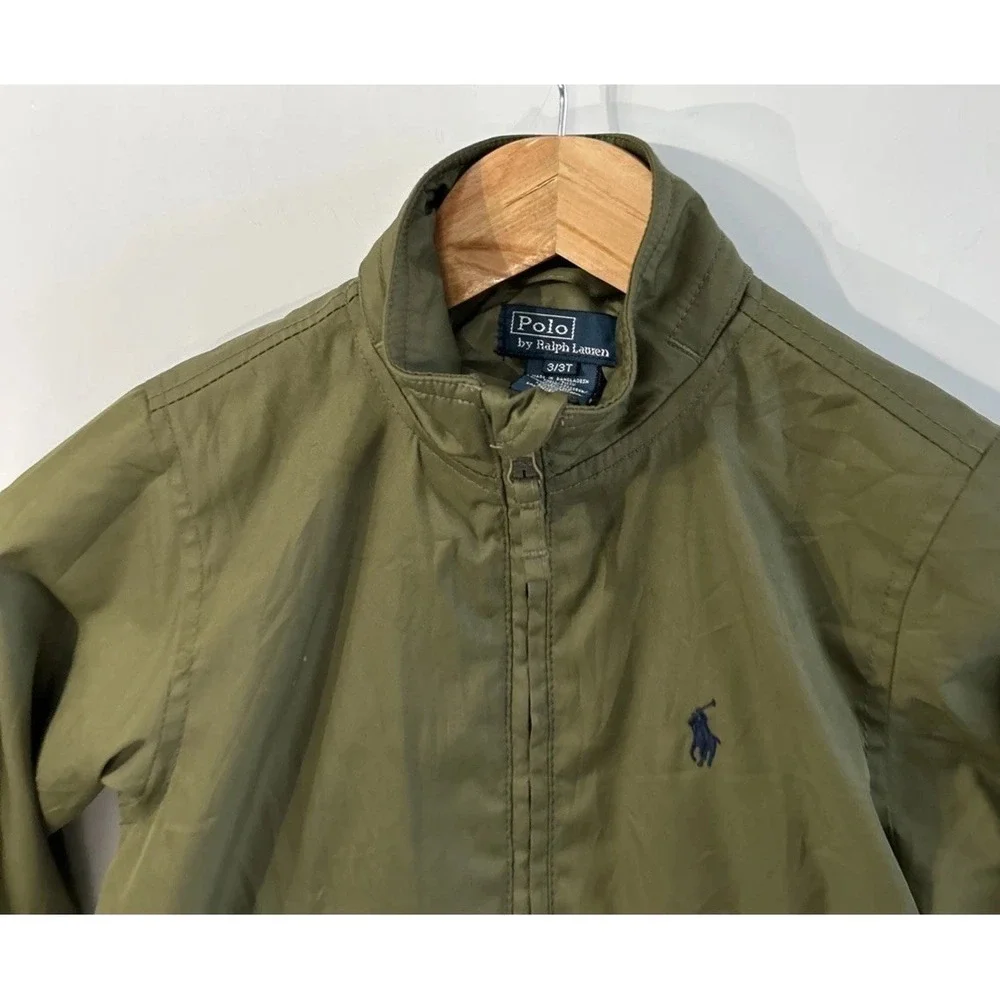 Boys Polo Ralph Lauren Harrington Jacket Full Zip Sz 3/3T Hooded Windbreaker